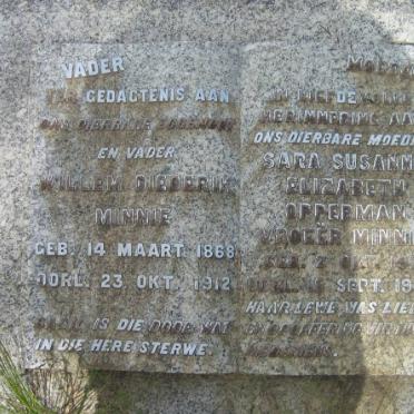MINNIE Willem Diederik 1868-1912 &amp; Sara Susanna Elizabeth OPPERMAN formerly MINNIE 1871-1948