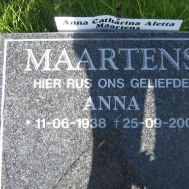MAARTENS Anna Catharina Aletta 1938-2001