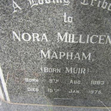 MAPHAM Nora Millicent nee MUIR 1893-1975