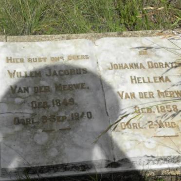 MERWE Willem Jacobus, van der 1849-1940 &amp; Johanna Dorathea Hellena 1858-1935