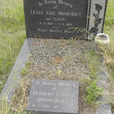 MOORCROFT Herbert Cloete 1895-1971 &amp; Cicely Kate CLOETE 1903-1964
