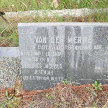 MERWE Johannes Jacobus Jeremiah, van der 1894-1972