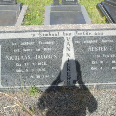 NIEKERK Nicolaas Jacobus, van 1906-1970 &amp; Hester L.E. VENTER 1913-1991