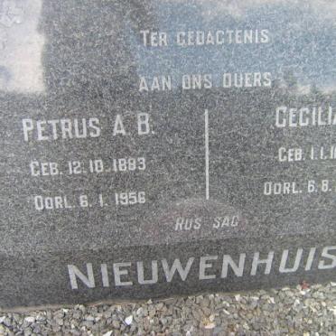 NIEUWENHUIS Petrus A.B. 1883-1956 &amp; Cecilia H. 1895-1985