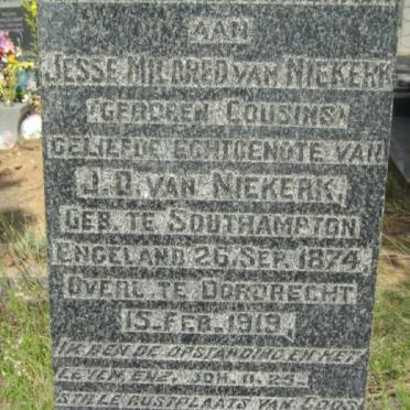 NIEKERK Jesse Mildred, van nee COUSINS  1874-1919