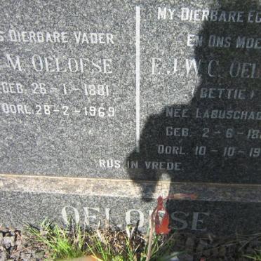 OELOFSE J.M. 1881-1969 &amp; E.J.W.C.LABUSCHAGNE 1882-1959