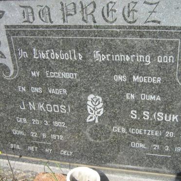 PREEZ J.N., du 1902-1972 &amp; S.S. COETZEE 1909-1989