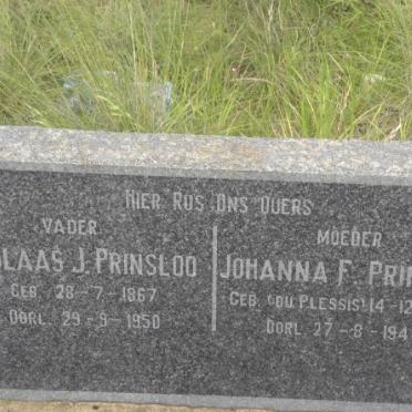 PRINSLOO Nicolaas J.1867-1950 &amp; Johanna F. DU PLESSIS 1874-1944