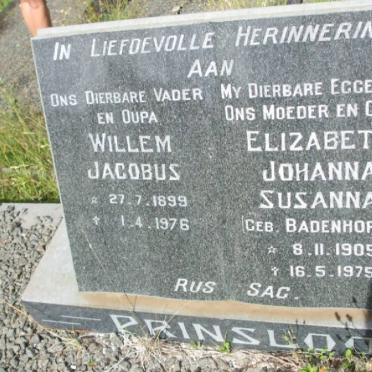 PRINSLOO Willem Jacobus 1899-1976 &amp; Elizabeth Johanna Susanna BADENHORST 1905-1975