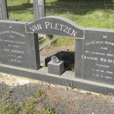 PLETZEN Jan Jacobus, van 1908-1977 &amp; Francis Wilhelmina VENTER 1908-1984