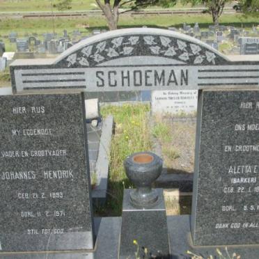 SCHOEMAN Johannes Hendrik 1893-1971 &amp; Aletta E.D. BARKER 1898-1981