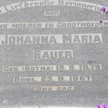 SAUER Johanna Maria nee BOTHA 1879-1967