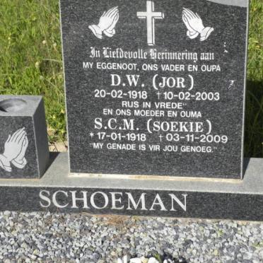 SCHOEMAN D.W. 1918-2003 &amp; S.C.M. 1918-2009