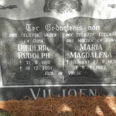 VILJOEN Diederik Rudolph 1918-2001 &amp; Maria Magdalena OLIVIER 1931-1982