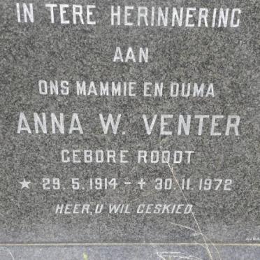 VENTER Anna W. nee ROODT 1914-1972
