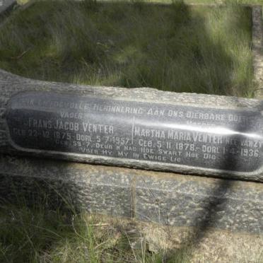 VENTER Frans Jacob 1875-1957 &amp; Martha Maria VAN ZYL 1878-1936