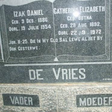 VRIES Izak Daniel, de 1886-1954 &amp; Catherina Elizabeth BOTHA 1892-1972