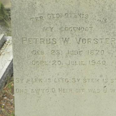 VORSTER Petrus W 1870-1940