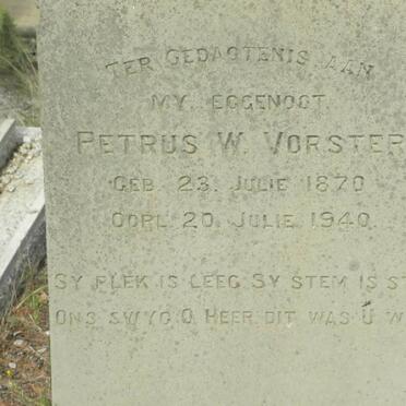 VORSTER Petrus W 1870-1940