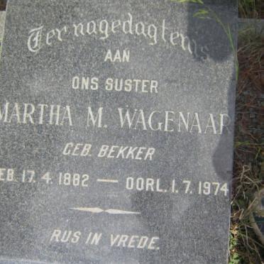 WAGENAAR Martha M nee BEKKER 1882-1974
