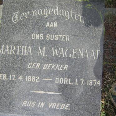WAGENAAR Martha M nee BEKKER 1882-1974