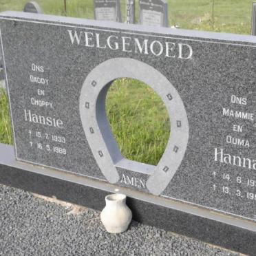 WELGEMOED Hansie 1933-1988 &amp; Hanna 1935-1998