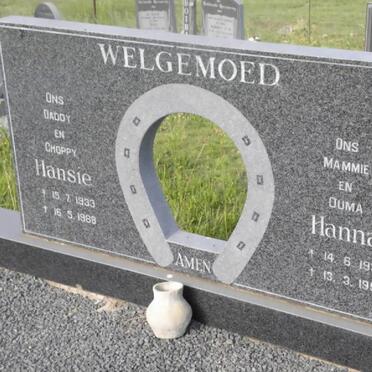 WELGEMOED Hansie 1933-1988 &amp; Hanna 1935-1998