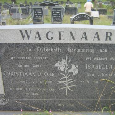 WAGENAAR Christiaan D. 1897-1968 &amp; Isabella M. V., ROOYEN 1910-