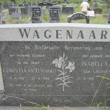WAGENAAR Christiaan D. 1897-1968 &amp; Isabella M. V., ROOYEN 1910-