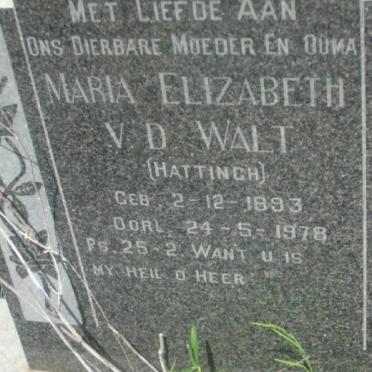 WALT Maria Elizabeth, v.d. nee HATTINGH 1893-1978
