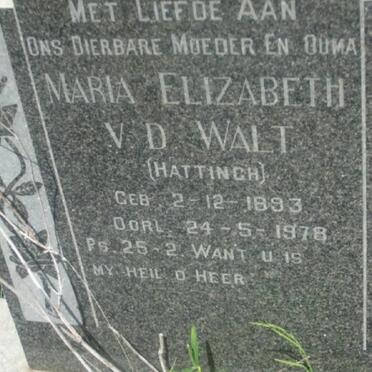 WALT Maria Elizabeth, v.d. nee HATTINGH 1893-1978