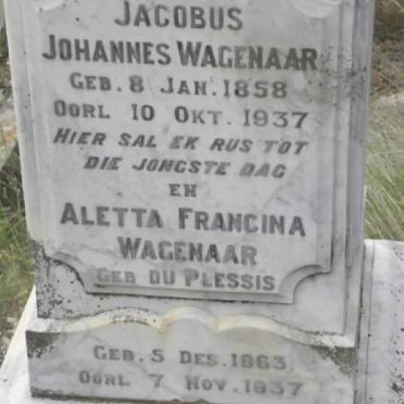 WAGENAAR Frederick Jacobus Johannes 1858-1937 &amp; Aletta Francina DU PLESSIS 1863-1937