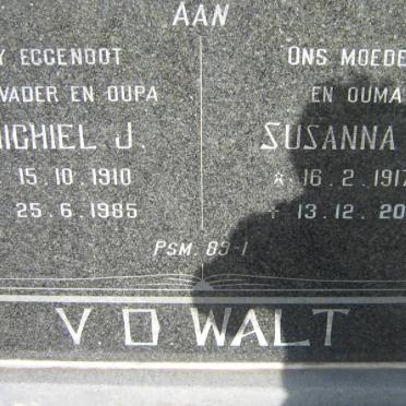 WALT Michiel J., v.d. 1910-1985 &amp; Susanna M. 1917-2008