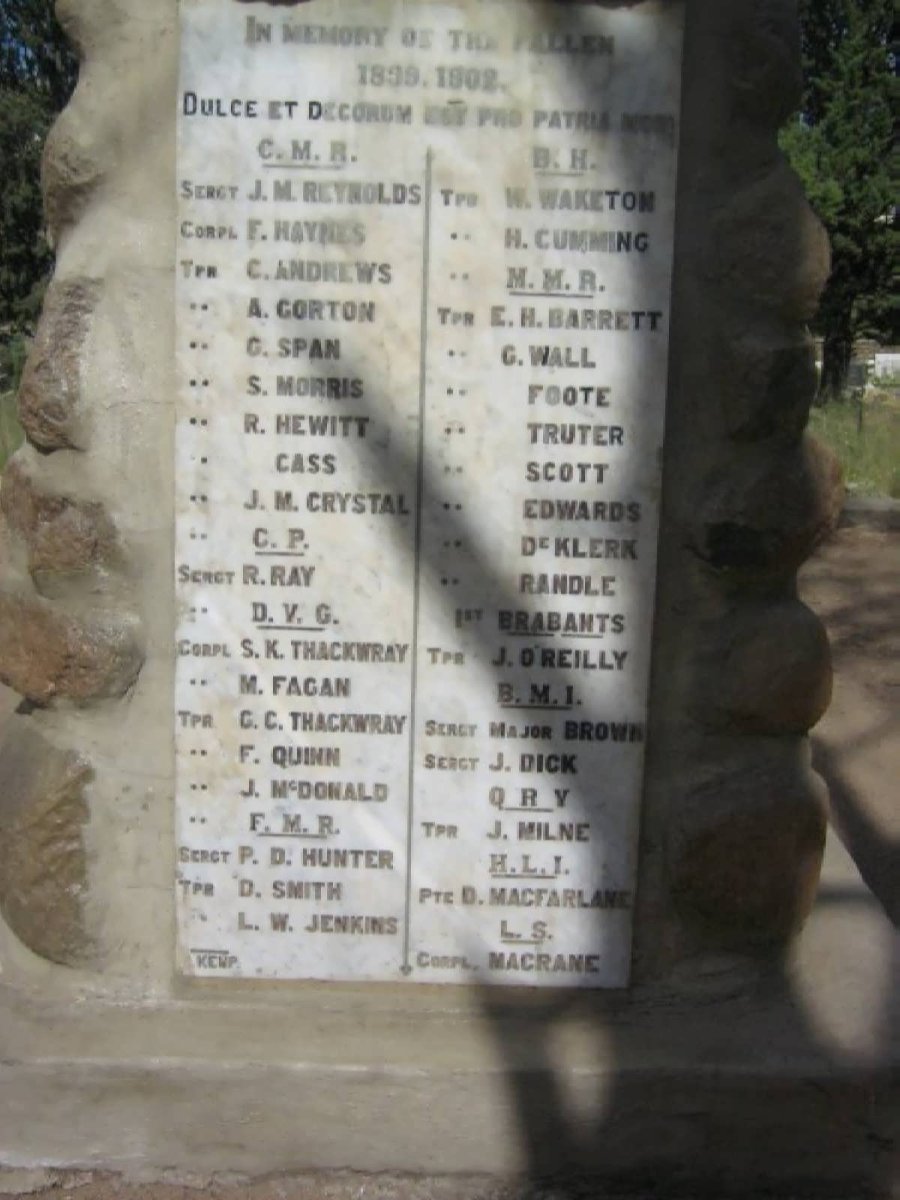 2. British Soldiers that fell during the Boer War 1899-1902