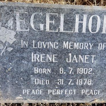 EGELHOF Irene Janet 1902-1978