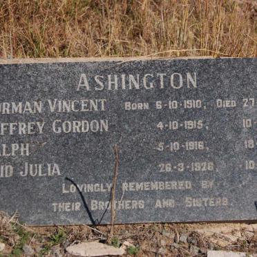 ASHINGTON Norman Vincent 1910-1911 :: ASHINGTON Jeffrey Gordon 1915-1916