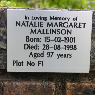 MALLINSON Natalie Margaret 1901-1998