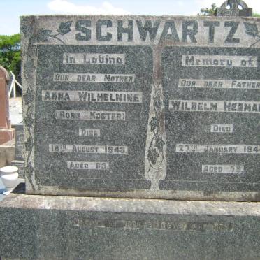SCHWARTZ Wilhelm Hermann -1944 &amp; Anna Wilhelmine KOSTER -1943 