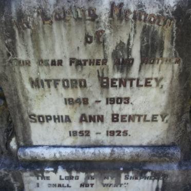 BENTLEY Mitford 1848-1903 &amp; Sophia Ann 1852-1925