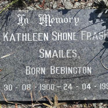 SMAILES Kathleen Shone Fraser nee BEBINGTON 1900-1994