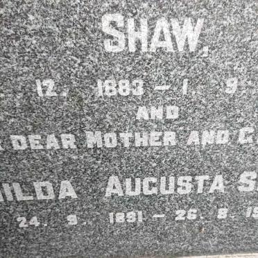 SHAW John William Abercrombie 1883-1953 &amp; Hilda Augusta 1891-1959