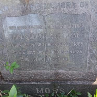 MOSS Thomas George 1893-1961 &amp; Mary Jane 1895-1925