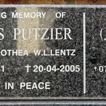 PUTZIER Dorothea W.L. nee LENTZ 1921-2005 :: PUTZIER Jeunita A.J. 1951-2022