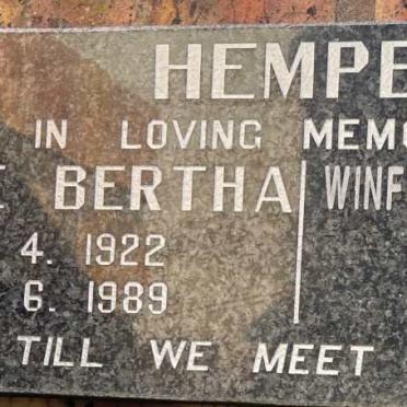 HEMPEL Winfried Hermann Heinrich 1918-2015 &amp; Sophie Bertha 1922-1989