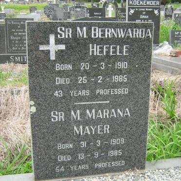 HEFELE Bernwarda 1910-1985 :: MAYER Marana 1909-1985