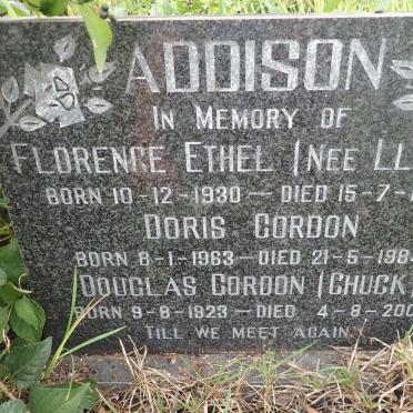 ADDISON Douglas Gordon 1923-2000 &amp; Florence Ethel LLOYD 1930-1978 :: ADDISON Doris Gordon 1963-1984