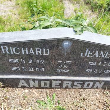 ANDERSON Richard 1922-1999 & Jeanette 1922-1995