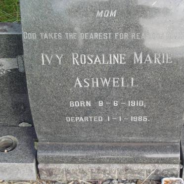 ASHWELL William Benjamin 1904-1984 &amp; Ivy Rosaline Marie 1910-1985