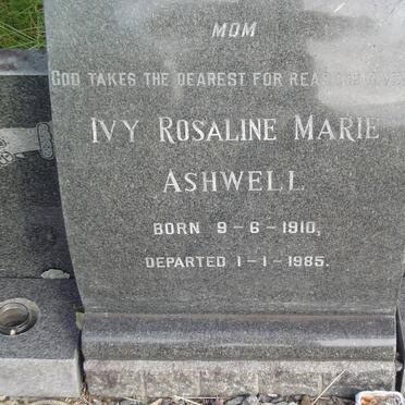 ASHWELL William Benjamin 1904-1984 &amp; Ivy Rosaline Marie 1910-1985