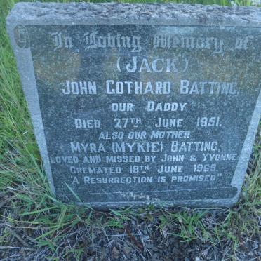 BATTING John Gothard -1951 &amp; Myra -1969